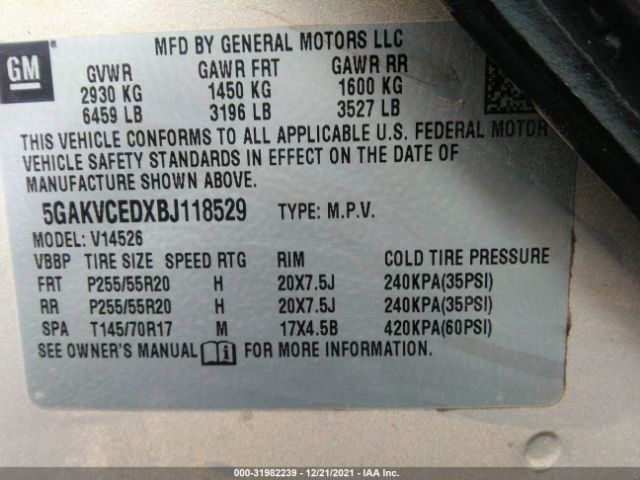 Photo 8 VIN: 5GAKVCEDXBJ118529 - BUICK ENCLAVE 