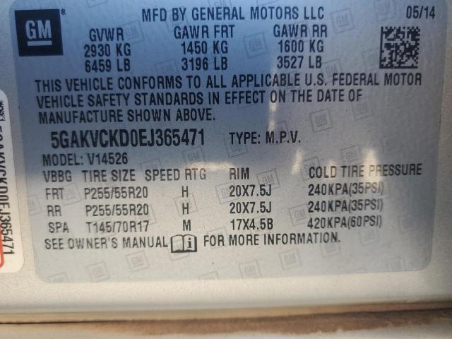 Photo 12 VIN: 5GAKVCKD0EJ365471 - BUICK ENCLAVE 