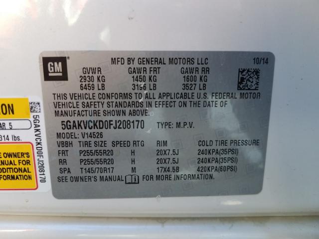 Photo 9 VIN: 5GAKVCKD0FJ208170 - BUICK ENCLAVE 