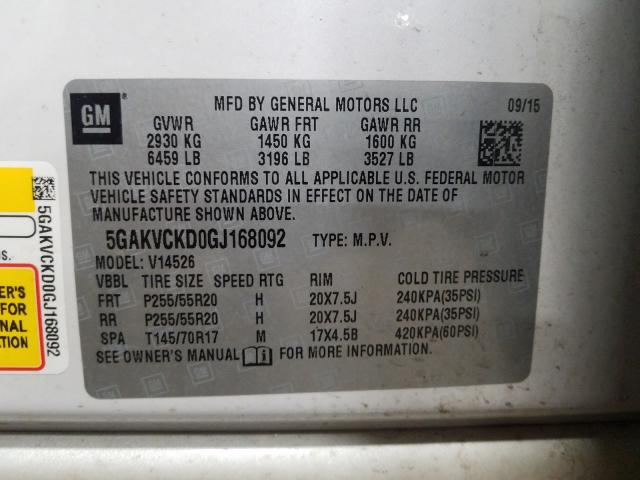 Photo 9 VIN: 5GAKVCKD0GJ168092 - BUICK ENCLAVE 