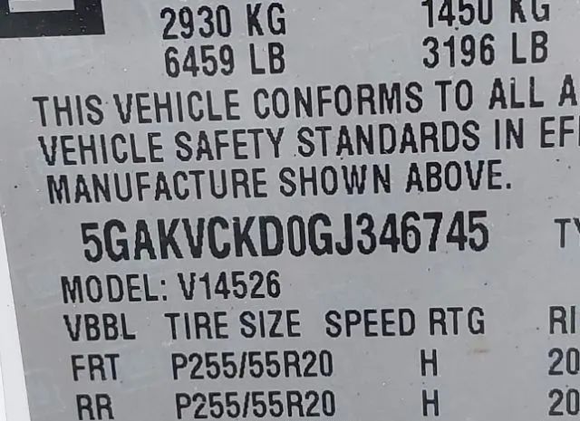 Photo 8 VIN: 5GAKVCKD0GJ346745 - BUICK ENCLAVE 