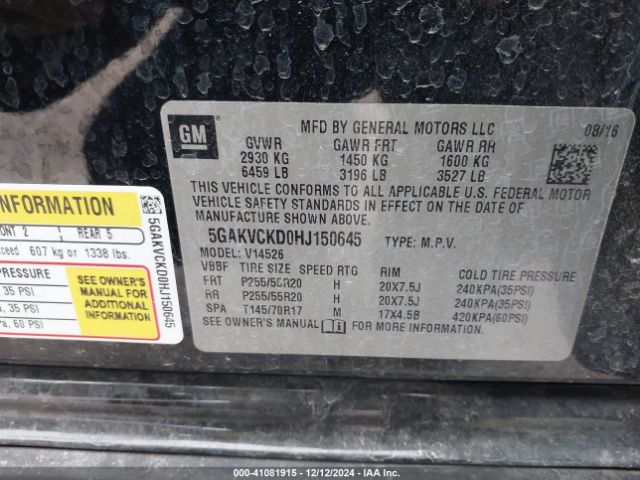 Photo 8 VIN: 5GAKVCKD0HJ150645 - BUICK ENCLAVE 