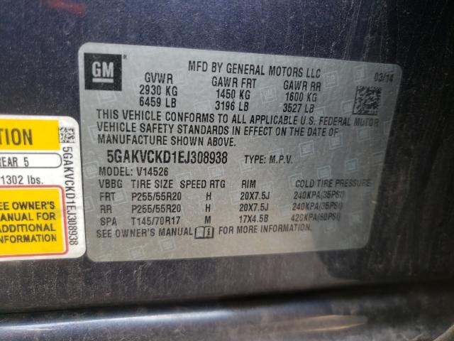 Photo 9 VIN: 5GAKVCKD1EJ308938 - BUICK ENCLAVE 