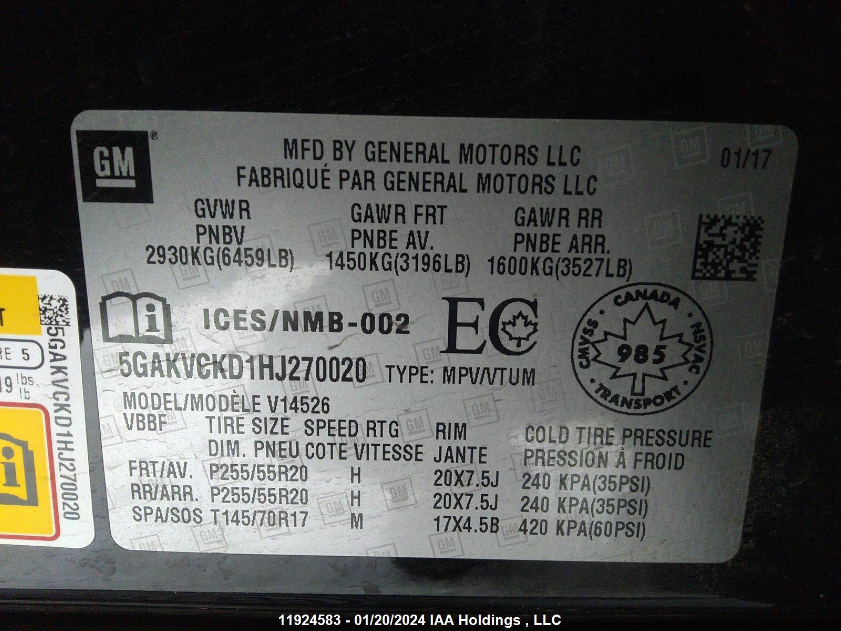 Photo 8 VIN: 5GAKVCKD1HJ270020 - BUICK ENCLAVE 