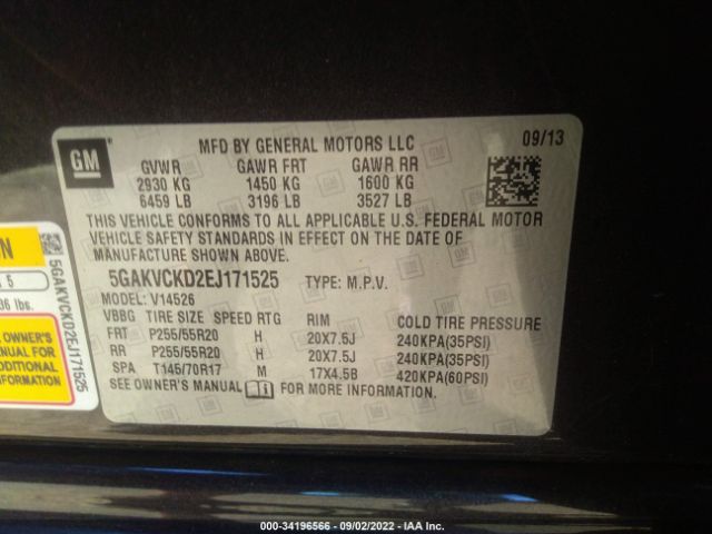 Photo 8 VIN: 5GAKVCKD2EJ171525 - BUICK ENCLAVE 