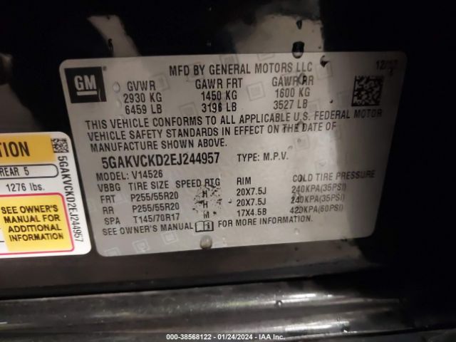 Photo 8 VIN: 5GAKVCKD2EJ244957 - BUICK ENCLAVE 