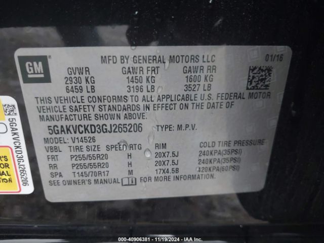 Photo 8 VIN: 5GAKVCKD3GJ265206 - BUICK ENCLAVE 