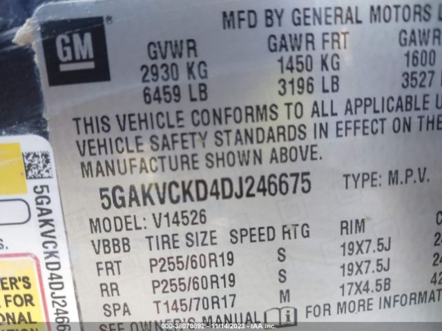 Photo 8 VIN: 5GAKVCKD4DJ246675 - BUICK ENCLAVE 