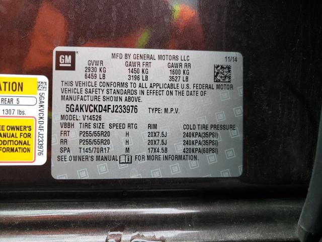 Photo 9 VIN: 5GAKVCKD4FJ233976 - BUICK ENCLAVE 