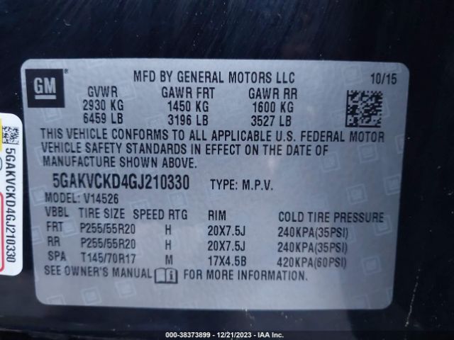 Photo 8 VIN: 5GAKVCKD4GJ210330 - BUICK ENCLAVE 