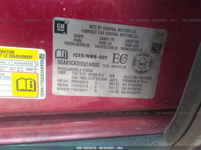 Photo 8 VIN: 5GAKVCKD5DJ144592 - BUICK ENCLAVE 