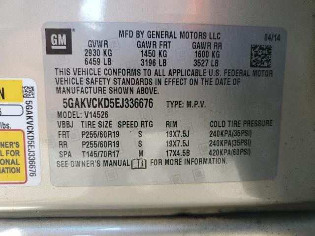 Photo 12 VIN: 5GAKVCKD5EJ336676 - BUICK ENCLAVE 