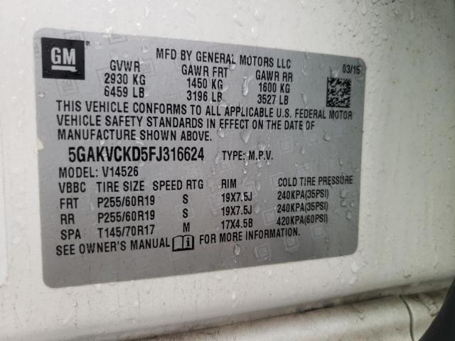 Photo 9 VIN: 5GAKVCKD5FJ316624 - BUICK ENCLAVE 