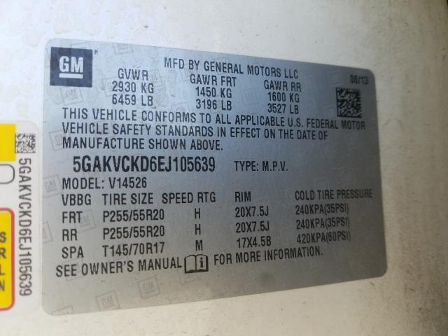 Photo 9 VIN: 5GAKVCKD6EJ105639 - BUICK ENCLAVE 