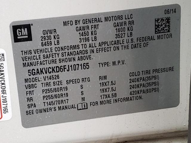 Photo 13 VIN: 5GAKVCKD6FJ107165 - BUICK ENCLAVE 