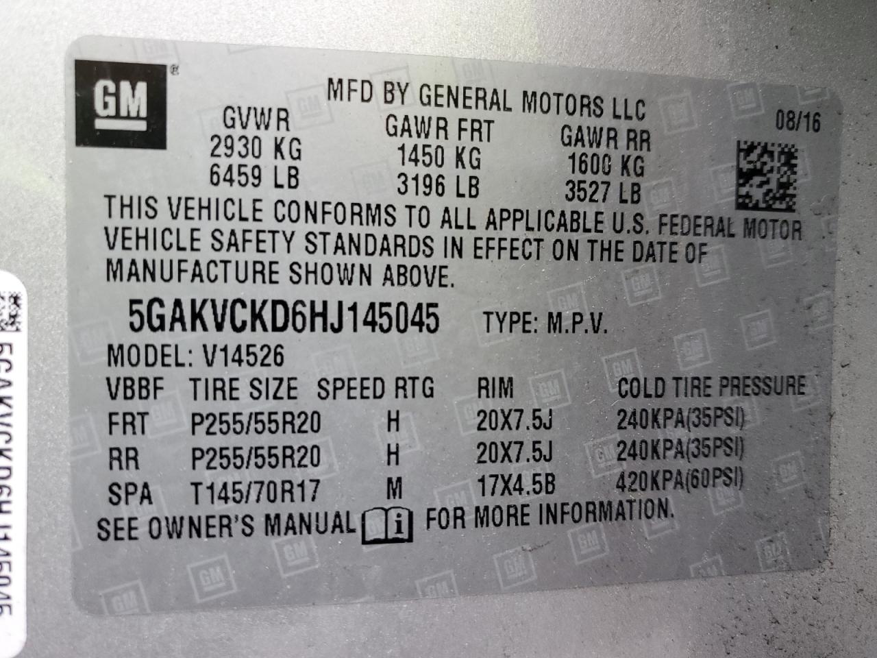 Photo 12 VIN: 5GAKVCKD6HJ145045 - BUICK ENCLAVE 