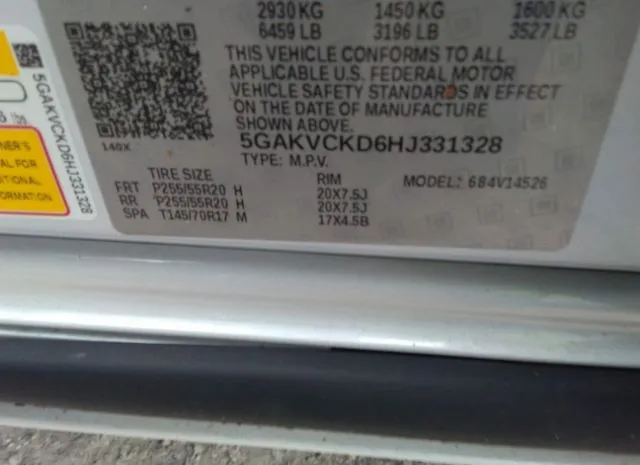 Photo 8 VIN: 5GAKVCKD6HJ331328 - BUICK ENCLAVE 