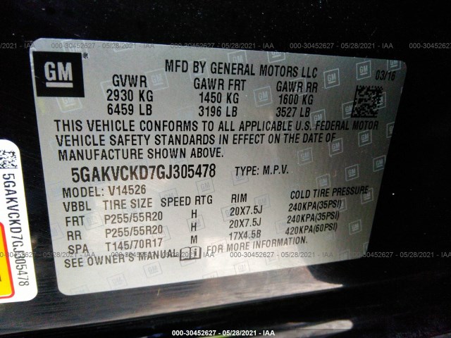 Photo 8 VIN: 5GAKVCKD7GJ305478 - BUICK ENCLAVE 