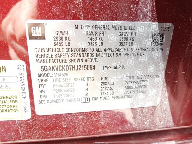 Photo 9 VIN: 5GAKVCKD7HJ215684 - BUICK ENCLAVE 