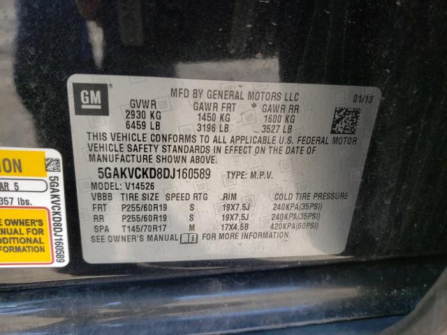 Photo 9 VIN: 5GAKVCKD8DJ160589 - BUICK ENCLAVE 