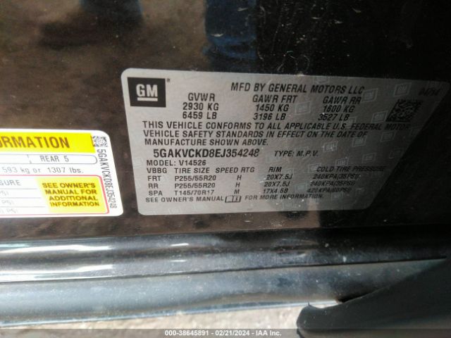 Photo 8 VIN: 5GAKVCKD8EJ354248 - BUICK ENCLAVE 