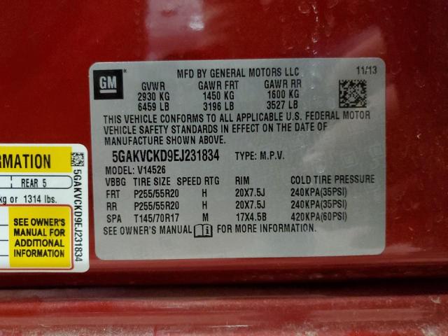 Photo 12 VIN: 5GAKVCKD9EJ231834 - BUICK ENCLAVE 