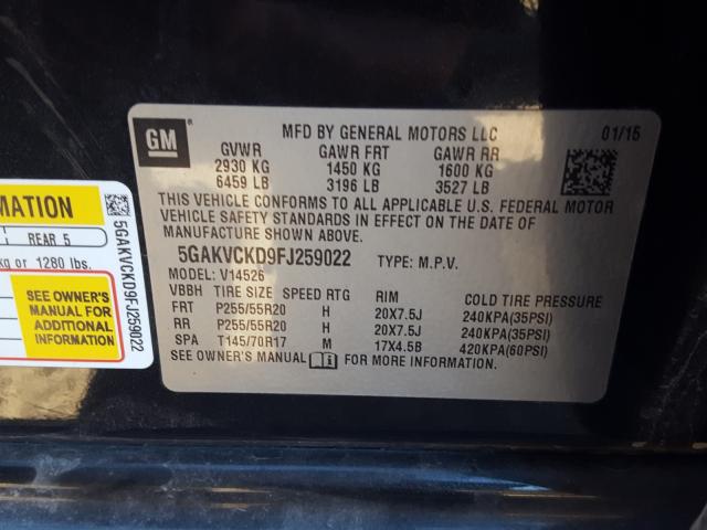 Photo 9 VIN: 5GAKVCKD9FJ259022 - BUICK ENCLAVE 