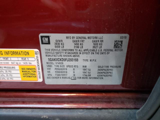 Photo 9 VIN: 5GAKVCKD9FJ293168 - BUICK ENCLAVE 