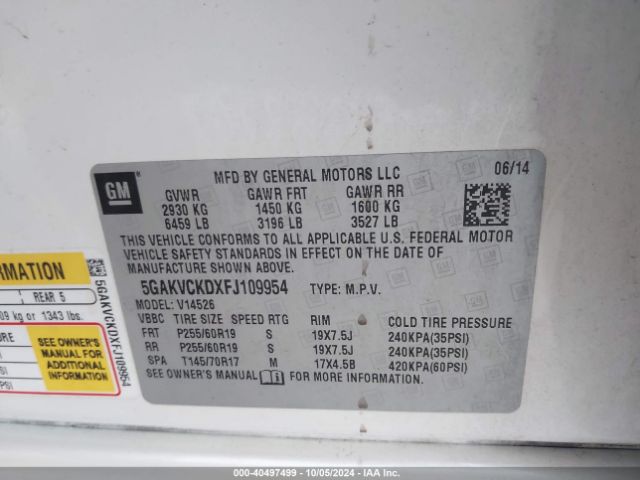 Photo 8 VIN: 5GAKVCKDXFJ109954 - BUICK ENCLAVE 