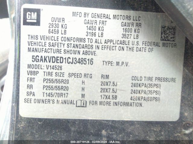 Photo 8 VIN: 5GAKVDED1CJ348516 - BUICK ENCLAVE 