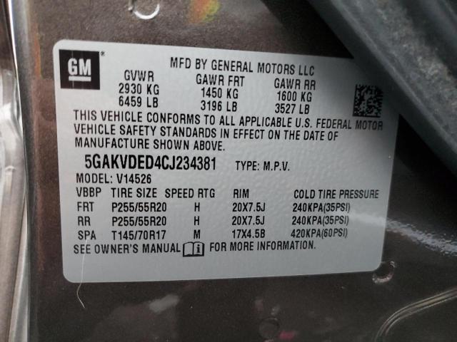 Photo 12 VIN: 5GAKVDED4CJ234381 - BUICK ENCLAVE 