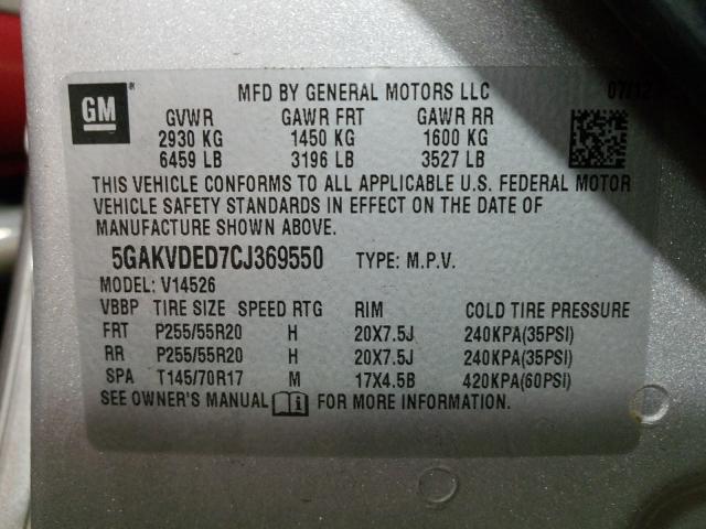 Photo 9 VIN: 5GAKVDED7CJ369550 - BUICK ENCLAVE 