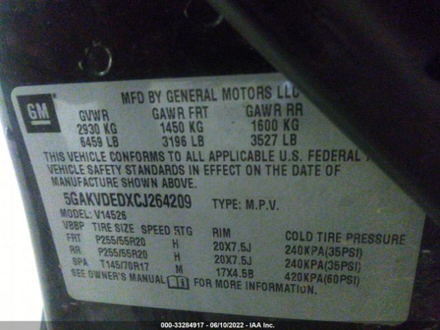 Photo 8 VIN: 5GAKVDEDXCJ264209 - BUICK ENCLAVE 