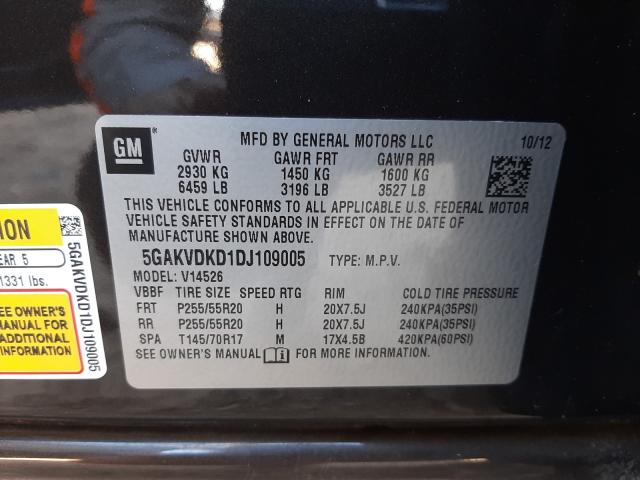 Photo 9 VIN: 5GAKVDKD1DJ109005 - BUICK ENCLAVE 