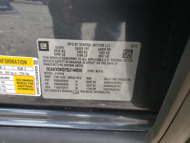 Photo 9 VIN: 5GAKVDKD7DJ144695 - BUICK ENCLAVE 