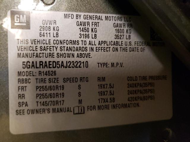 Photo 9 VIN: 5GALRAED5AJ232210 - BUICK ENCLAVE CX 