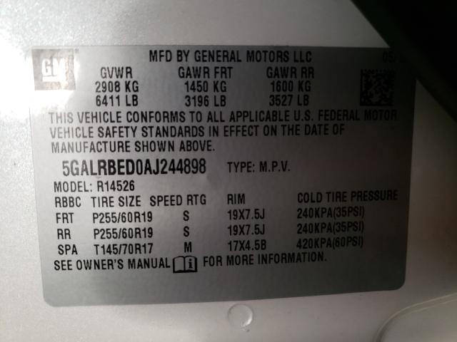 Photo 9 VIN: 5GALRBED0AJ244898 - BUICK ENCLAVE CX 