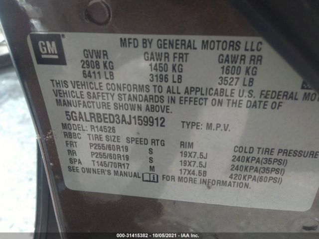 Photo 8 VIN: 5GALRBED3AJ159912 - BUICK ENCLAVE 