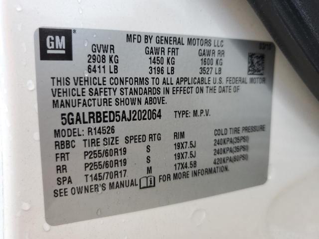 Photo 11 VIN: 5GALRBED5AJ202064 - BUICK ENCLAVE CX 