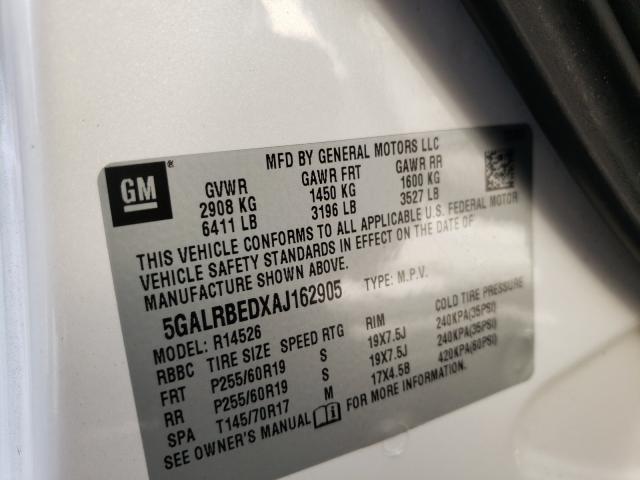 Photo 9 VIN: 5GALRBEDXAJ162905 - BUICK ENCLAVE CX 