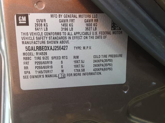 Photo 9 VIN: 5GALRBEDXAJ256427 - BUICK ENCLAVE CX 