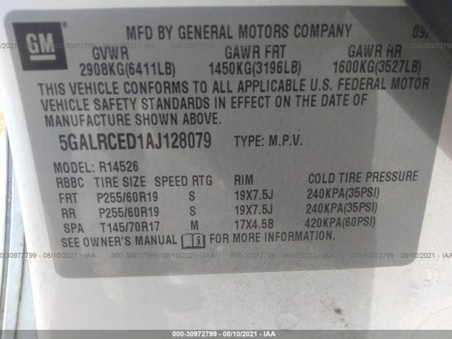 Photo 8 VIN: 5GALRCED1AJ128079 - BUICK ENCLAVE 