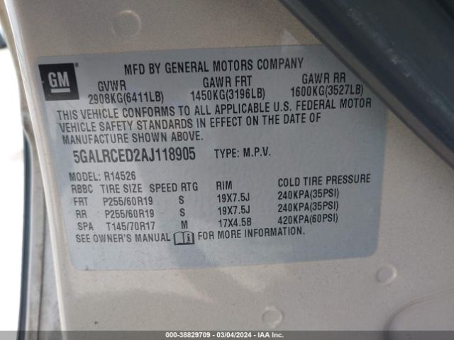 Photo 8 VIN: 5GALRCED2AJ118905 - BUICK ENCLAVE 