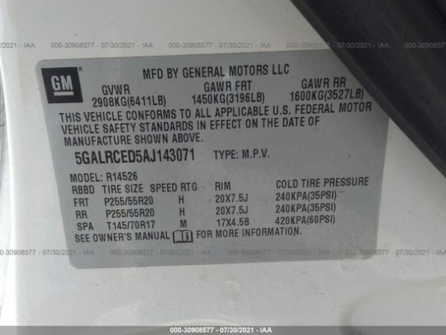 Photo 8 VIN: 5GALRCED5AJ143071 - BUICK ENCLAVE 