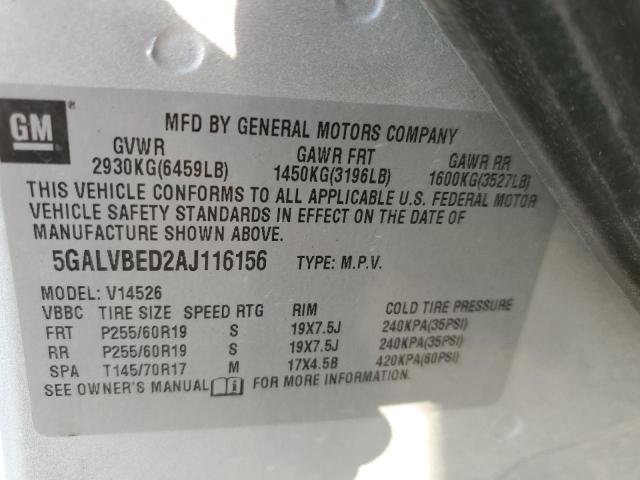 Photo 12 VIN: 5GALVBED2AJ116156 - BUICK ENCLAVE CX 