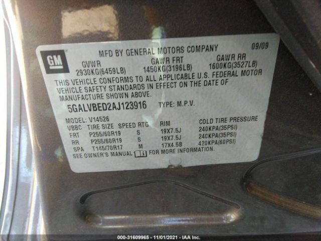 Photo 8 VIN: 5GALVBED2AJ123916 - BUICK ENCLAVE 