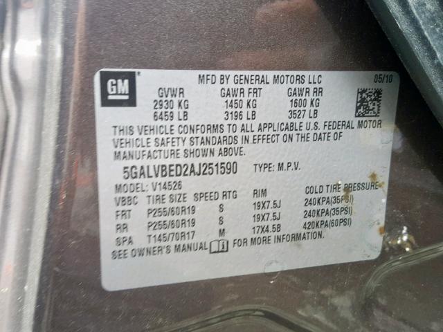 Photo 9 VIN: 5GALVBED2AJ251590 - BUICK ENCLAVE CX 