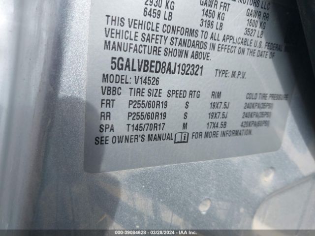 Photo 8 VIN: 5GALVBED8AJ192321 - BUICK ENCLAVE 