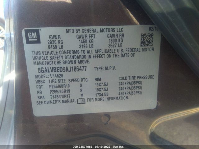 Photo 8 VIN: 5GALVBED9AJ186477 - BUICK ENCLAVE 