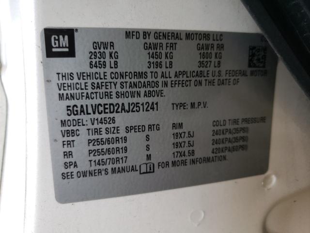 Photo 9 VIN: 5GALVCED2AJ251241 - BUICK ENCLAVE CX 